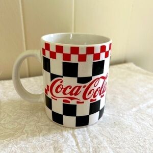Gibson 1996 Coca Cola Mug Checkered Board Coffee Cup Coke Collectors Item